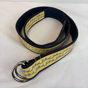 Vineyard Vines John Hancock Yellow Cotton Belt Men's M Adjustable D-Ring Preppy